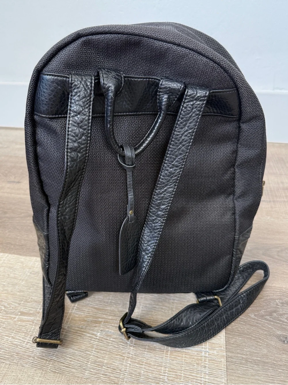 Pistil Black Canvas Leather Trim Backpack